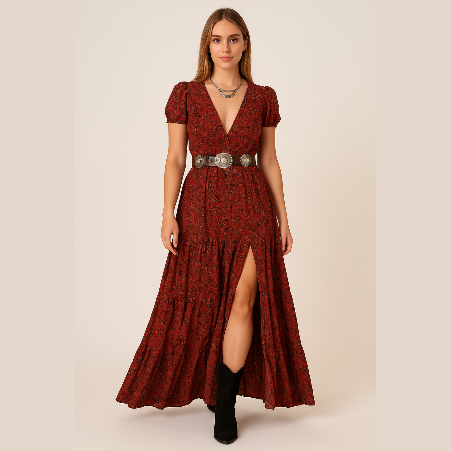 Sienna | Boho Maxiklänning med Paisleymönster