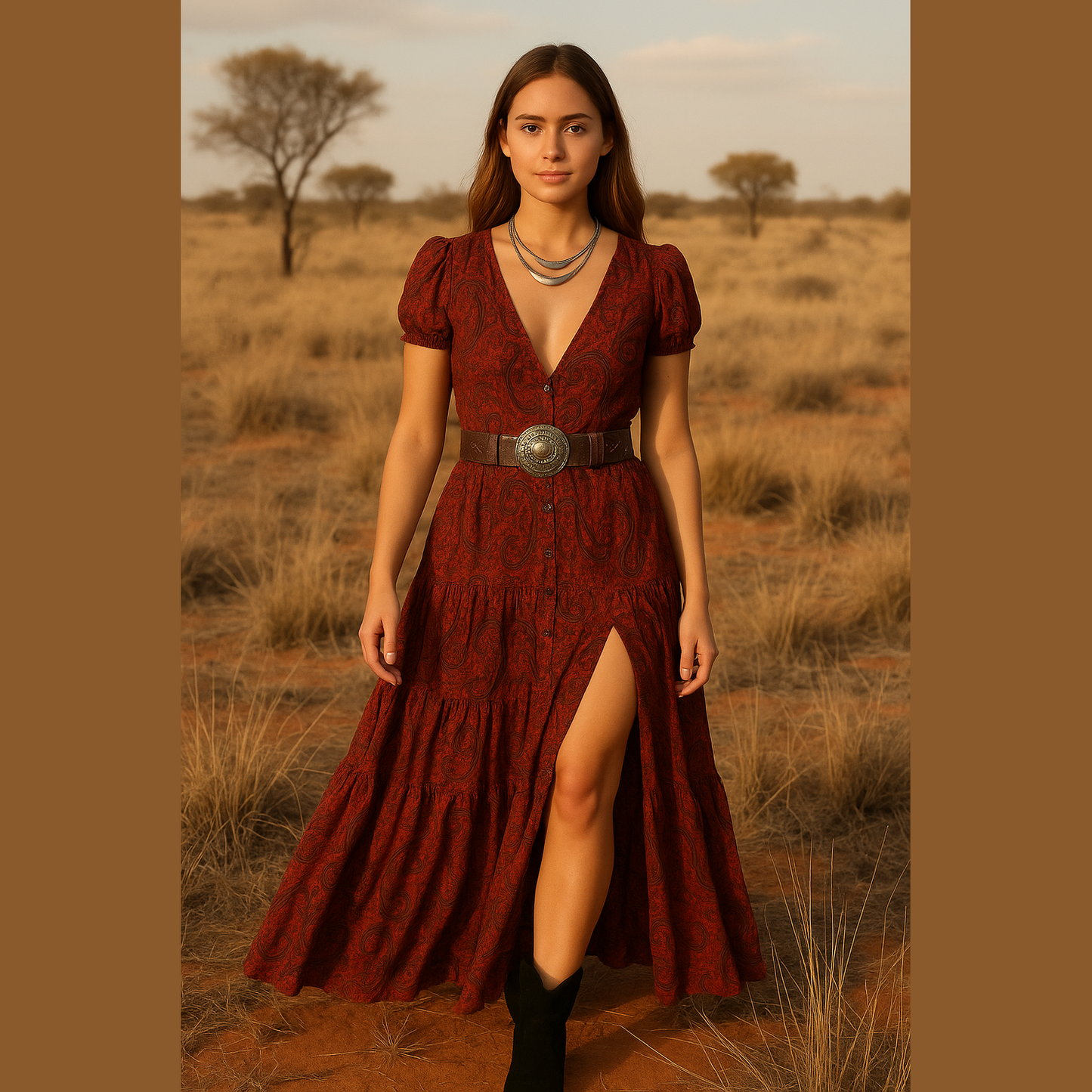 Sienna | Boho Maxiklänning med Paisleymönster