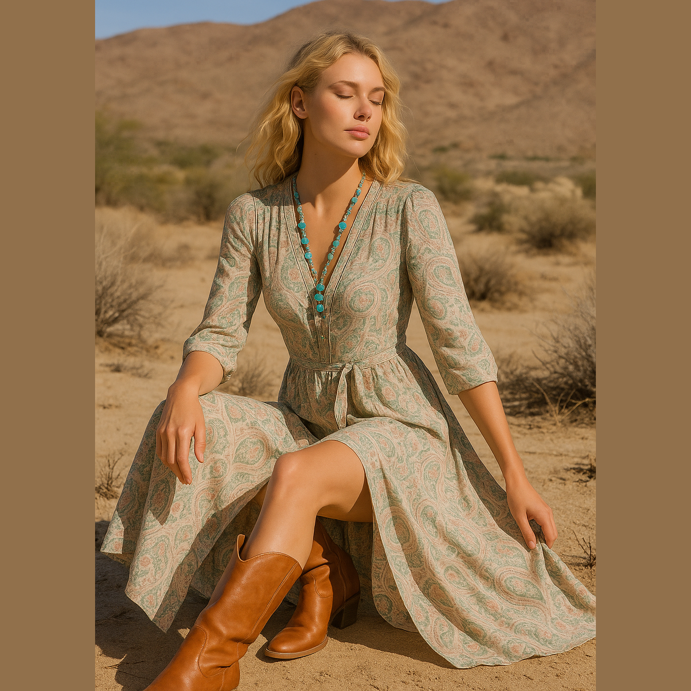 Sienna | Boho Maxiklänning med Paisleymönster