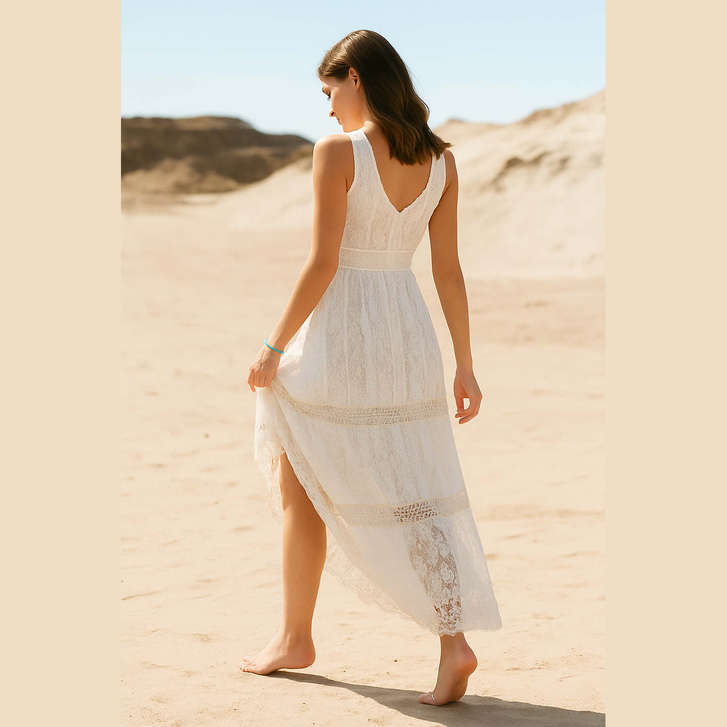Sienna | Boho Maxiklänning med Spetsdetaljer