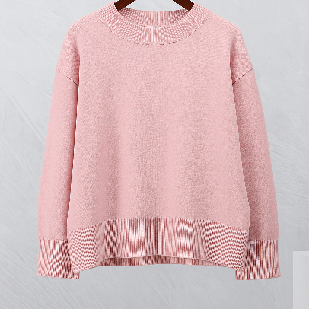 Ella | Oversized Stickad Tröja i Pastellrosa