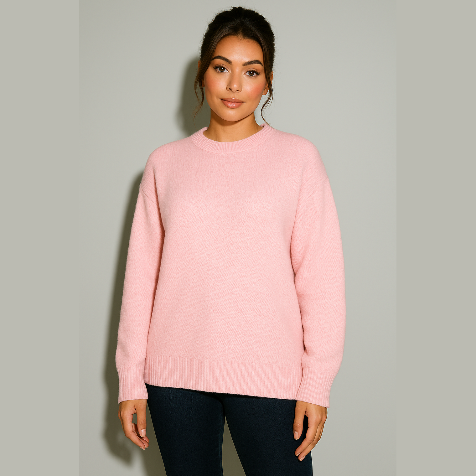 Ella | Oversized Stickad Tröja i Pastellrosa