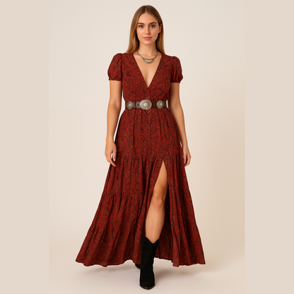Sienna | Boho Maxiklänning med Paisleymönster