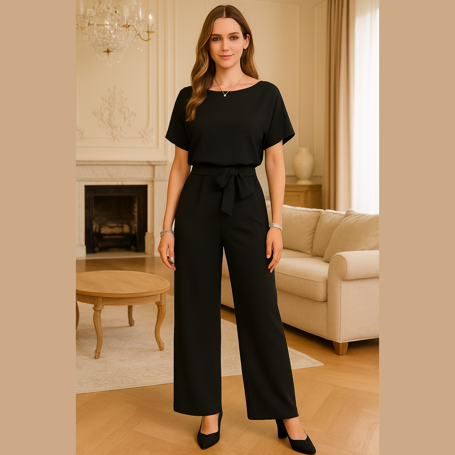 Evelina | Vid Jumpsuit med Knutdetalj