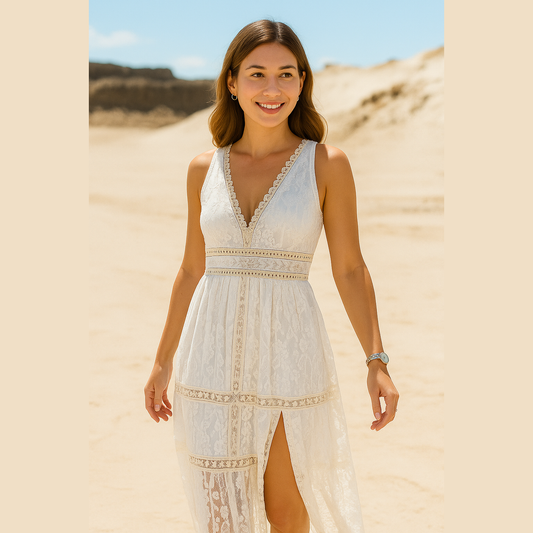 Sienna | Boho Maxiklänning med Spetsdetaljer