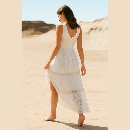 Sienna | Boho Maxiklänning med Spetsdetaljer