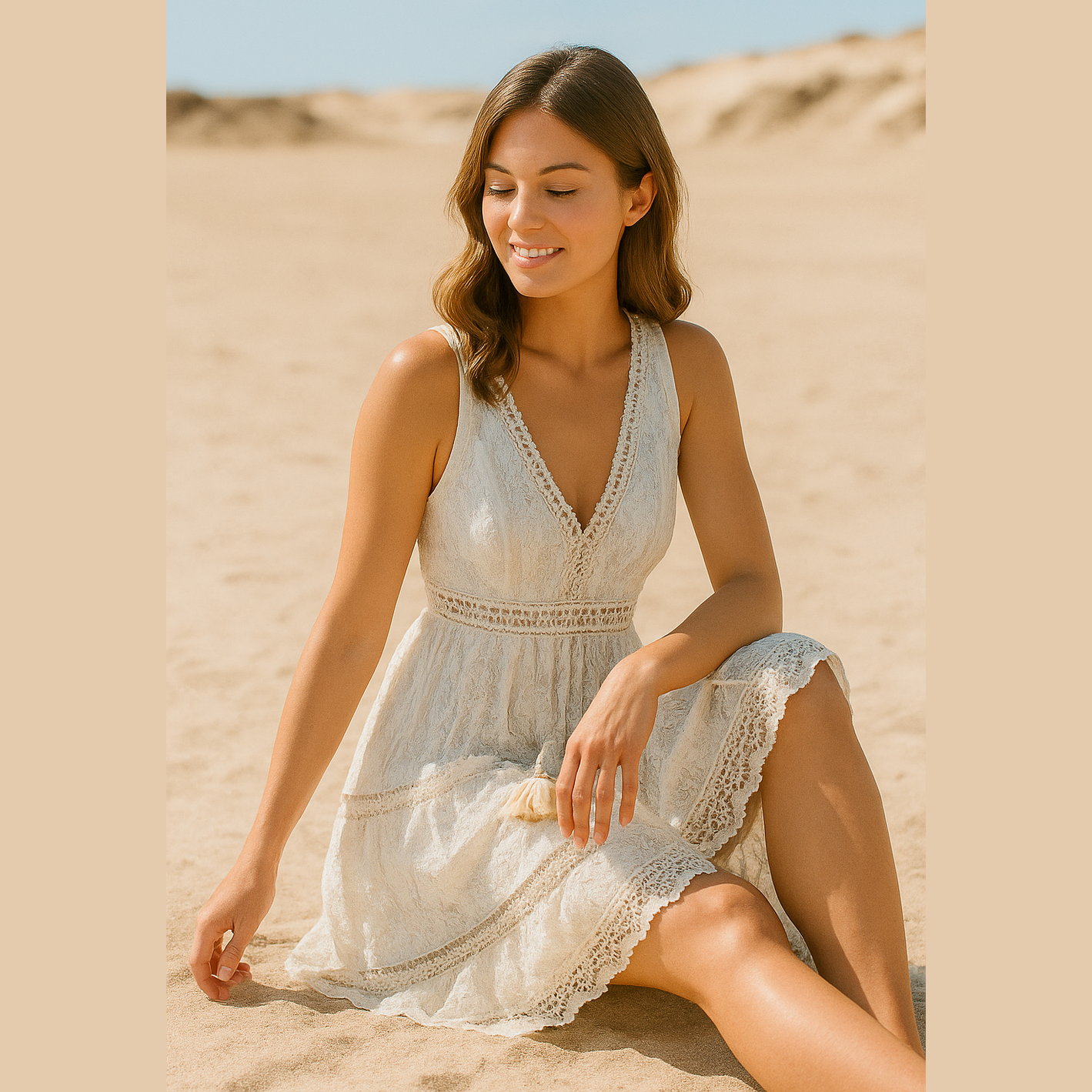 Sienna | Boho Maxiklänning med Spetsdetaljer